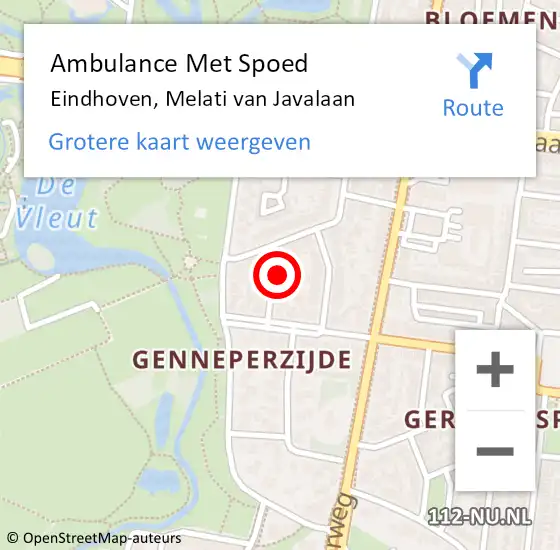 Locatie op kaart van de 112 melding: Ambulance Met Spoed Naar Eindhoven, Melati van Javalaan op 26 november 2017 00:45