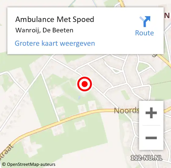 Locatie op kaart van de 112 melding: Ambulance Met Spoed Naar Wanroij, De Beeten op 26 november 2017 03:37