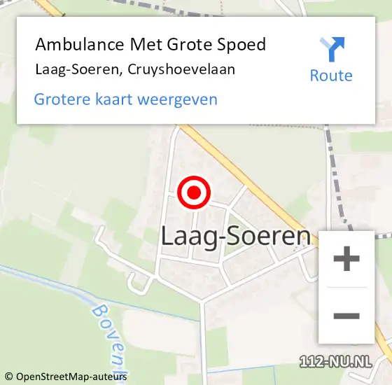 Locatie op kaart van de 112 melding: Ambulance Met Grote Spoed Naar Laag-Soeren, Cruyshoevelaan op 26 november 2017 03:40
