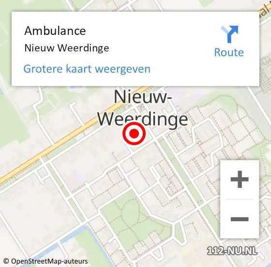 Locatie op kaart van de 112 melding: Ambulance Nieuw Weerdinge op 26 november 2017 04:16