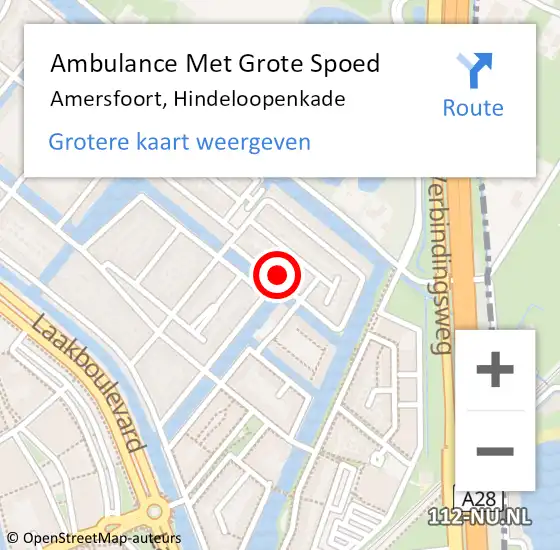 Locatie op kaart van de 112 melding: Ambulance Met Grote Spoed Naar Amersfoort, Hindeloopenkade op 26 november 2017 09:03