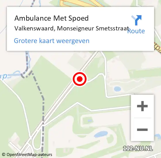 Locatie op kaart van de 112 melding: Ambulance Met Spoed Naar Valkenswaard, Monseigneur Smetsstraat op 26 november 2017 12:05