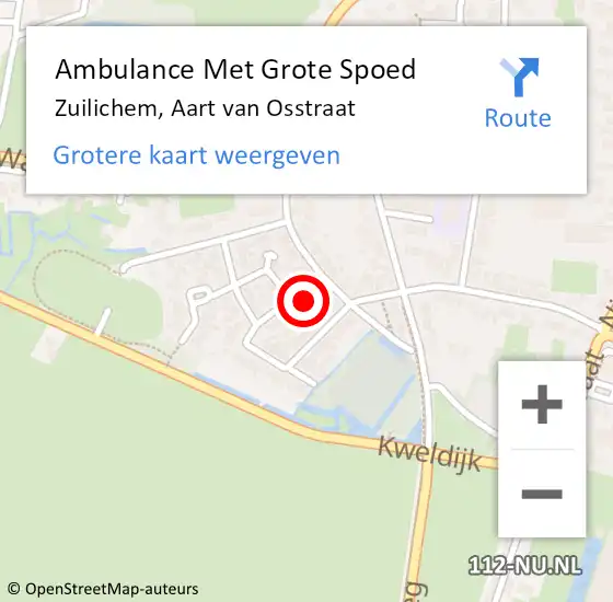 Locatie op kaart van de 112 melding: Ambulance Met Grote Spoed Naar Zuilichem, Aart van Osstraat op 26 november 2017 12:18