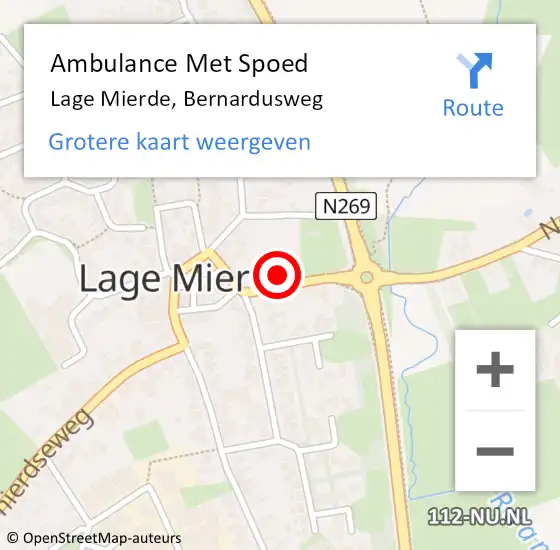 Locatie op kaart van de 112 melding: Ambulance Met Spoed Naar Lage Mierde, Bernardusweg op 26 november 2017 15:48
