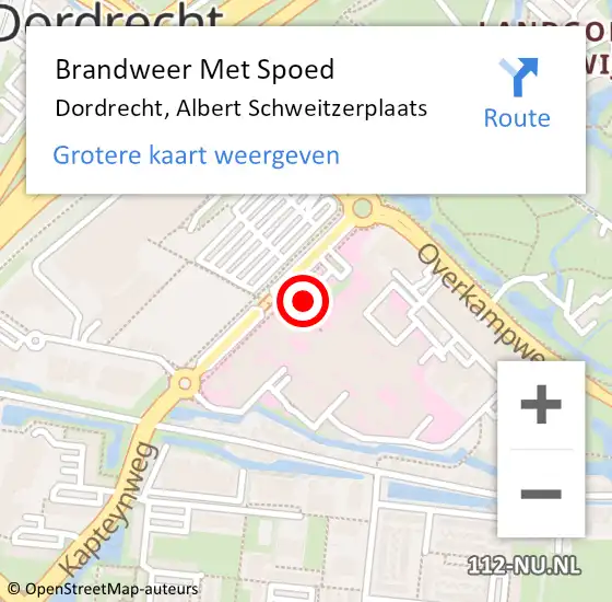 Locatie op kaart van de 112 melding: Brandweer Met Spoed Naar Dordrecht, Albert Schweitzerplaats op 26 november 2017 15:54