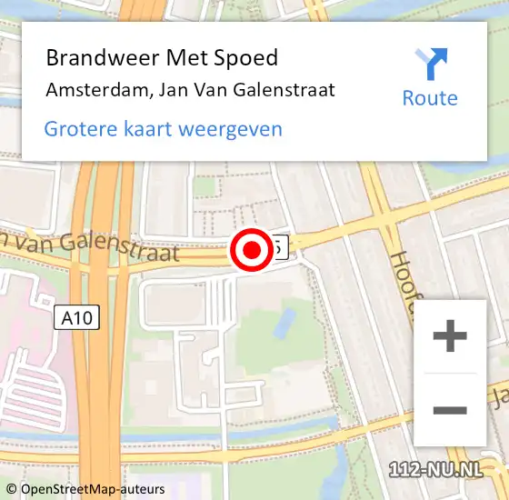 Locatie op kaart van de 112 melding: Brandweer Met Spoed Naar Amsterdam, Jan Van Galenstraat op 26 november 2017 17:38