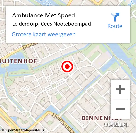 Locatie op kaart van de 112 melding: Ambulance Met Spoed Naar Leiderdorp, Cees Nooteboompad op 26 november 2017 19:03