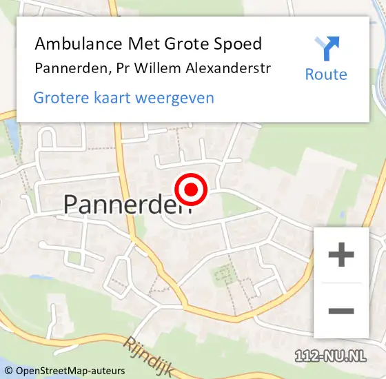 Locatie op kaart van de 112 melding: Ambulance Met Grote Spoed Naar Pannerden, Pr Willem Alexanderstr op 26 november 2017 19:22