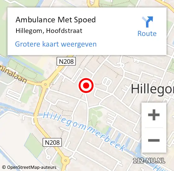 Locatie op kaart van de 112 melding: Ambulance Met Spoed Naar Hillegom, Hoofdstraat op 26 november 2017 20:16