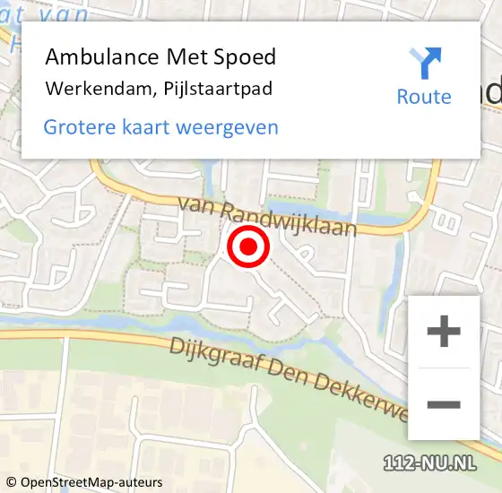 Locatie op kaart van de 112 melding: Ambulance Met Spoed Naar Werkendam, Pijlstaartpad op 27 november 2017 03:54