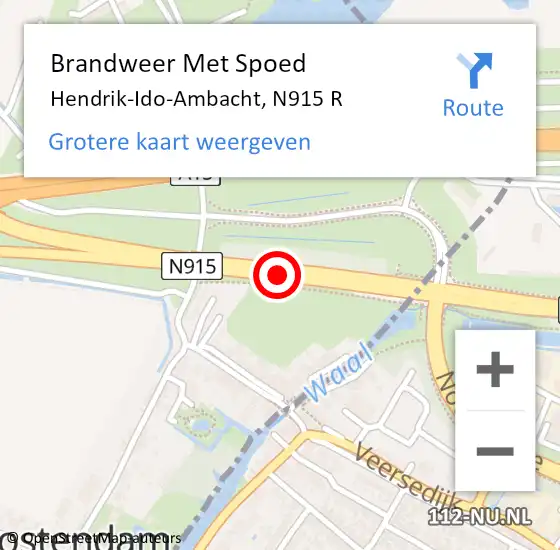 Locatie op kaart van de 112 melding: Brandweer Met Spoed Naar Hendrik-Ido-Ambacht, N915 R op 27 november 2017 04:29