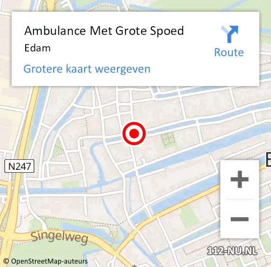 Locatie op kaart van de 112 melding: Ambulance Met Grote Spoed Naar Edam op 27 november 2017 08:41