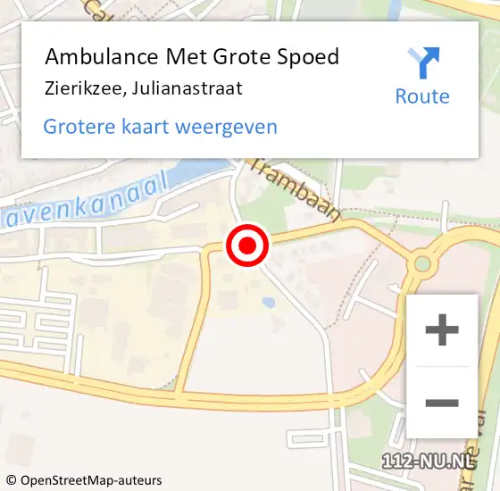 Locatie op kaart van de 112 melding: Ambulance Met Grote Spoed Naar Zierikzee, Julianastraat op 27 november 2017 11:58