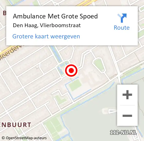 Locatie op kaart van de 112 melding: Ambulance Met Grote Spoed Naar Den Haag, Vlierboomstraat op 27 november 2017 19:13