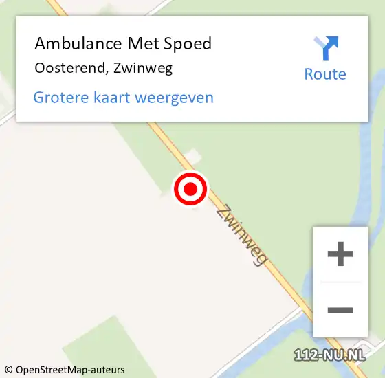 Locatie op kaart van de 112 melding: Ambulance Met Spoed Naar Oosterend, Zwinweg op 27 november 2017 20:36
