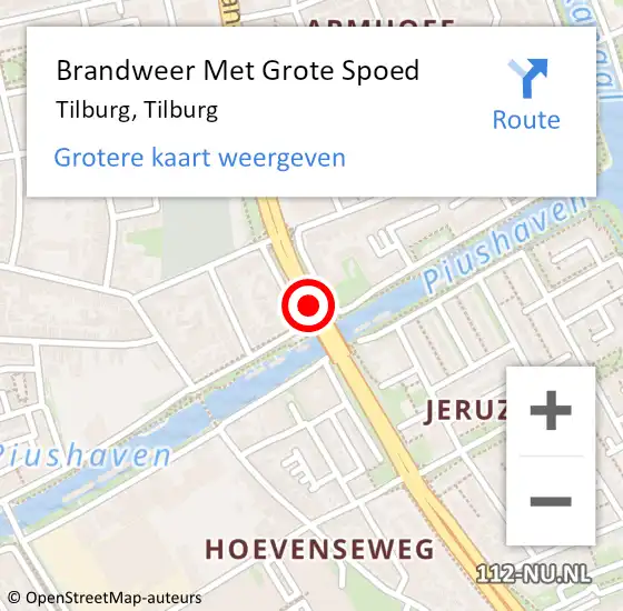 Locatie op kaart van de 112 melding: Brandweer Met Grote Spoed Naar Tilburg, Tilburg op 27 november 2017 21:01