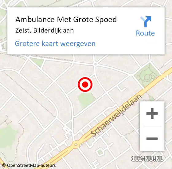 Locatie op kaart van de 112 melding: Ambulance Met Grote Spoed Naar Zeist, Bilderdijklaan op 28 november 2017 01:47