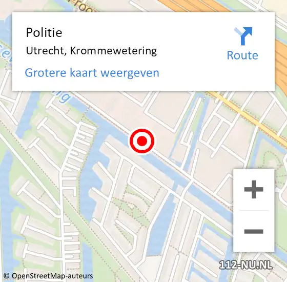 Locatie op kaart van de 112 melding: Politie Utrecht, Krommewetering op 28 november 2017 03:36