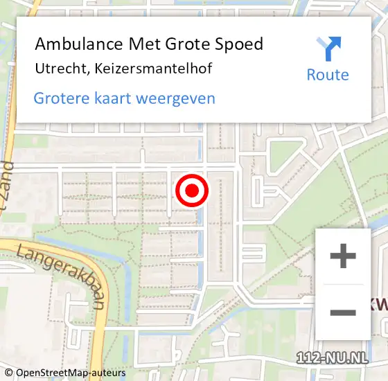 Locatie op kaart van de 112 melding: Ambulance Met Grote Spoed Naar Utrecht, Keizersmantelhof op 28 november 2017 05:01