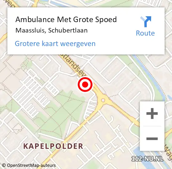 Locatie op kaart van de 112 melding: Ambulance Met Grote Spoed Naar Maassluis, Schubertlaan op 28 november 2017 08:43