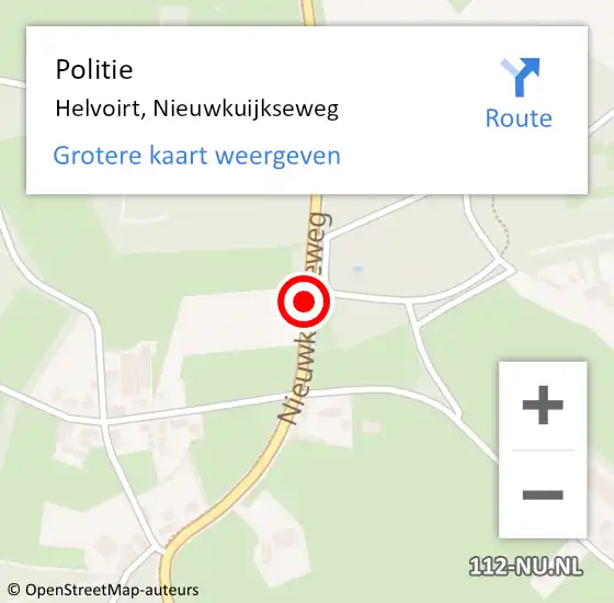 Locatie op kaart van de 112 melding: Politie Helvoirt, Nieuwkuijkseweg op 28 november 2017 11:02