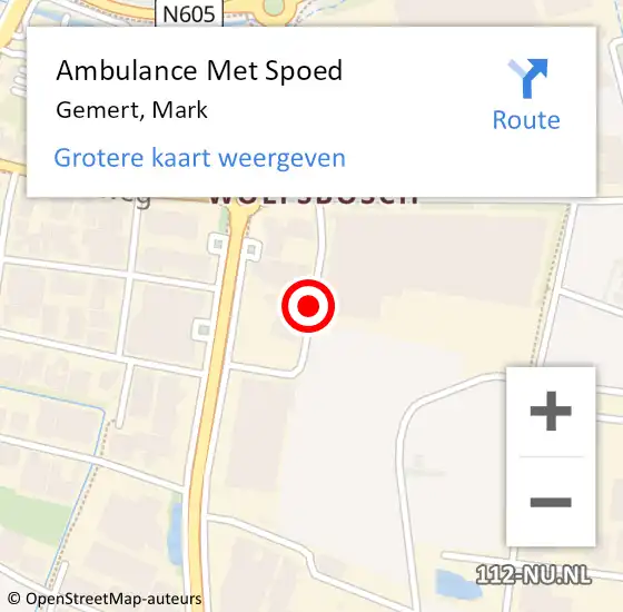 Locatie op kaart van de 112 melding: Ambulance Met Spoed Naar Gemert, Mark op 28 november 2017 11:05