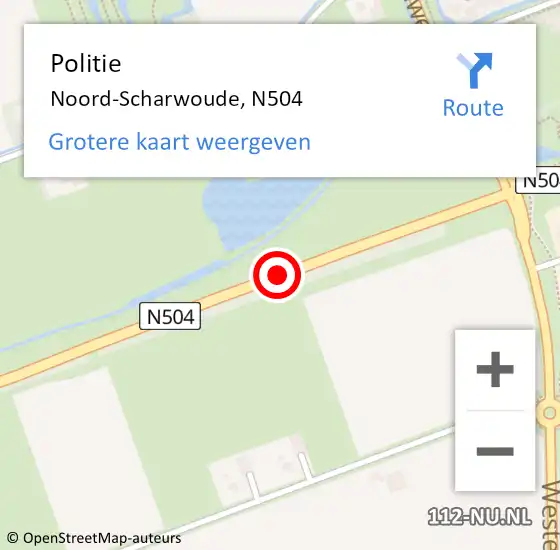 Locatie op kaart van de 112 melding: Politie Noord-Scharwoude, N504 op 28 november 2017 16:46
