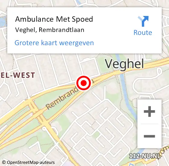 Locatie op kaart van de 112 melding: Ambulance Met Spoed Naar Veghel, Rembrandtlaan op 28 november 2017 17:11