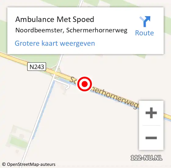 Locatie op kaart van de 112 melding: Ambulance Met Spoed Naar Noordbeemster, Schermerhornerweg op 28 november 2017 21:14