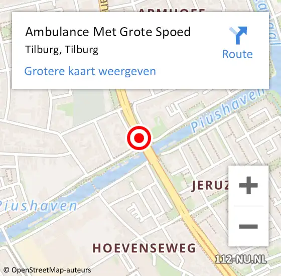 Locatie op kaart van de 112 melding: Ambulance Met Grote Spoed Naar Tilburg, Tilburg op 29 november 2017 04:12
