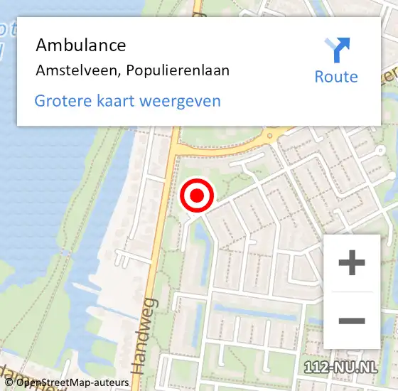 Locatie op kaart van de 112 melding: Ambulance Amstelveen, Populierenlaan op 29 november 2017 10:09