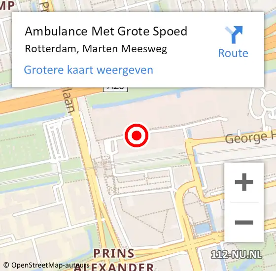 Locatie op kaart van de 112 melding: Ambulance Met Grote Spoed Naar Rotterdam, Marten Meesweg op 29 november 2017 14:25