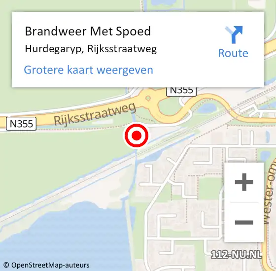 Locatie op kaart van de 112 melding: Brandweer Met Spoed Naar Hurdegaryp, Rijksstraatweg op 29 november 2017 14:44