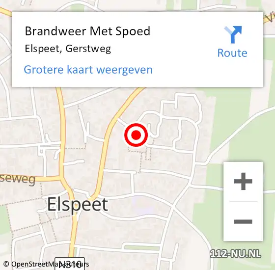 Locatie op kaart van de 112 melding: Brandweer Met Spoed Naar Elspeet, Gerstweg op 8 februari 2014 08:49