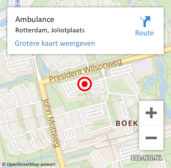 Locatie op kaart van de 112 melding: Ambulance Rotterdam, Joliotplaats op 29 november 2017 19:03