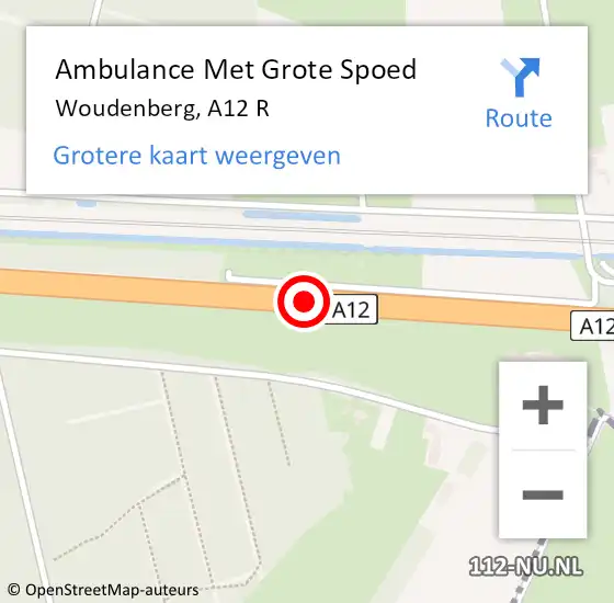 Locatie op kaart van de 112 melding: Ambulance Met Grote Spoed Naar Woudenberg, A12 R op 29 november 2017 19:25