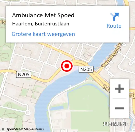 Locatie op kaart van de 112 melding: Ambulance Met Spoed Naar Haarlem, Buitenrustlaan op 29 november 2017 19:54