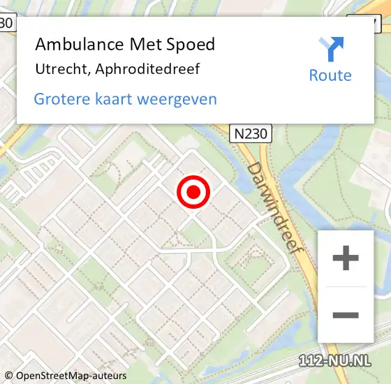 Locatie op kaart van de 112 melding: Ambulance Met Spoed Naar Utrecht, Aphroditedreef op 29 november 2017 20:18