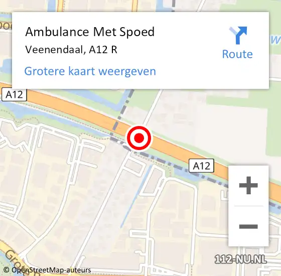 Locatie op kaart van de 112 melding: Ambulance Met Spoed Naar Veenendaal, A12 R op 30 november 2017 07:32