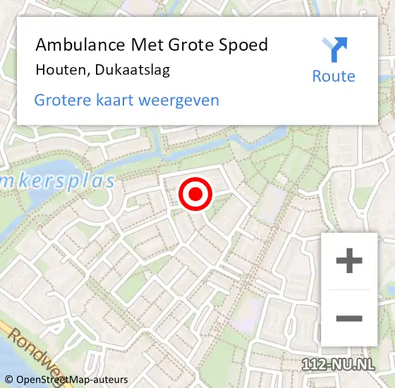 Locatie op kaart van de 112 melding: Ambulance Met Grote Spoed Naar Houten, Dukaatslag op 30 november 2017 08:12