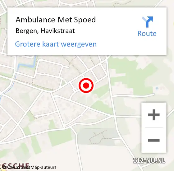 Locatie op kaart van de 112 melding: Ambulance Met Spoed Naar Bergen, Havikstraat op 30 november 2017 08:57