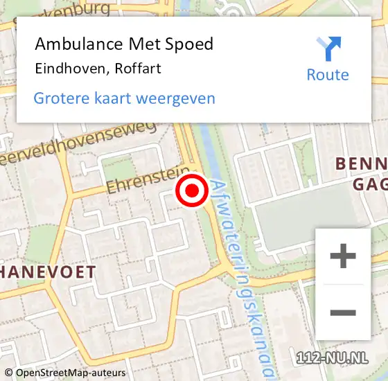 Locatie op kaart van de 112 melding: Ambulance Met Spoed Naar Eindhoven, Roffart op 30 november 2017 09:38