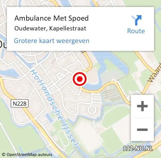 Locatie op kaart van de 112 melding: Ambulance Met Spoed Naar Oudewater, Kapellestraat op 30 november 2017 10:26