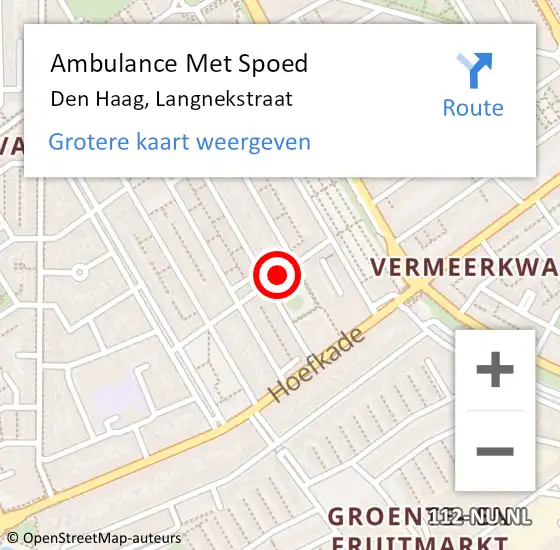 Locatie op kaart van de 112 melding: Ambulance Met Spoed Naar Den Haag, Langnekstraat op 30 november 2017 13:14