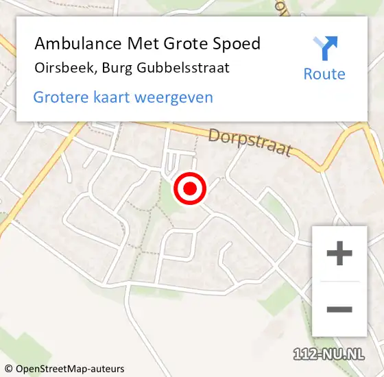 Locatie op kaart van de 112 melding: Ambulance Met Grote Spoed Naar Oirsbeek, Burg Gubbelsstraat op 30 november 2017 15:47