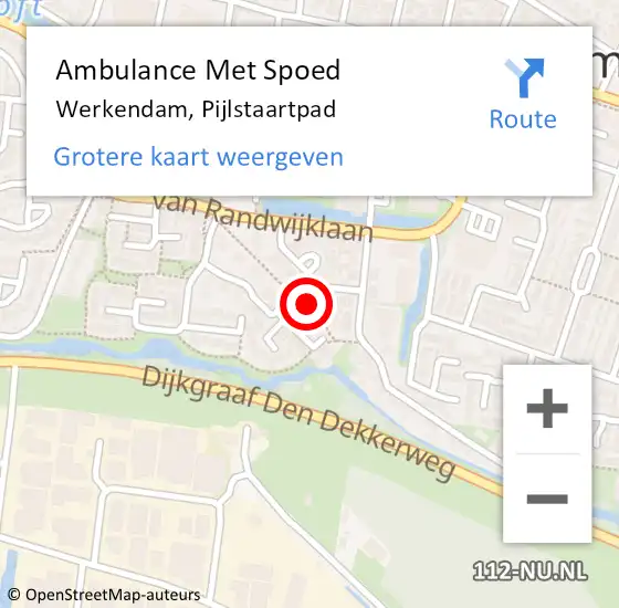Locatie op kaart van de 112 melding: Ambulance Met Spoed Naar Werkendam, Pijlstaartpad op 30 november 2017 16:18