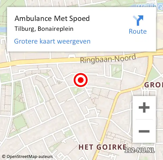 Locatie op kaart van de 112 melding: Ambulance Met Spoed Naar Tilburg, Bonaireplein op 30 november 2017 16:34