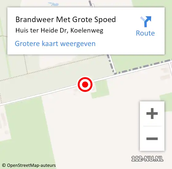 Locatie op kaart van de 112 melding: Brandweer Met Grote Spoed Naar Huis ter Heide Dr, Koelenweg op 30 november 2017 17:35