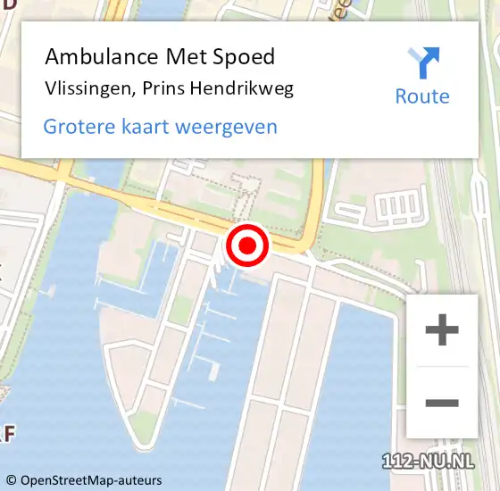 Locatie op kaart van de 112 melding: Ambulance Met Spoed Naar Vlissingen, Prins Hendrikweg op 1 december 2017 01:35