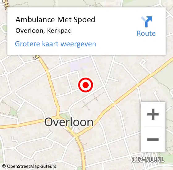 Locatie op kaart van de 112 melding: Ambulance Met Spoed Naar Overloon, Kerkpad op 1 december 2017 04:51